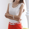 2017 New Fashion Women White Lace Blouse O-neck Sleeveless Shirts Blusas Elegant Blouse Shirt Women Summer Tops Plus Size S-XXXL