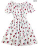 2017 new Fashion Women cherry Maxi Long Casual Summer Autumn Beach Party cotton Dress WC0584-7