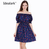 2017 new Fashion Women cherry Maxi Long Casual Summer Autumn Beach Party cotton Dress WC0584-7