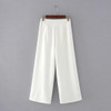2017 NEW Fashion Woman Solid Color White Black Pink Wide Leg Trousers Loose Cropped Pants