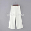 2017 NEW Fashion Woman Solid Color White Black Pink Wide Leg Trousers Loose Cropped Pants