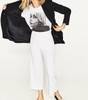 2017 NEW Fashion Woman Solid Color White Black Pink Wide Leg Trousers Loose Cropped Pants