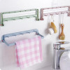 Automatic Folding Sundries Organizer Shelf with Hook Cupboard Towel Storage Rack Cabinet Door Hanger for Kitchen