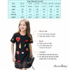 AuroraBaby Little Big Girls Casual Cute Dress Size 7-16 Cotton Black For Wedding Party Applique Dress Girls Clothing Vestidos