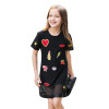 AuroraBaby Little Big Girls Casual Cute Dress Size 7-16 Cotton Black For Wedding Party Applique Dress Girls Clothing Vestidos