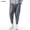 Aolamegs Mens Casual Pants Cotton Summer Thin Section Loose Harem Pants Striped Radish Pants Male Top Quality High Street Tops