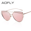 AOFLY Fashion Sunglasses Women Cat Eye Sunglasses Famous Lady Brand Designer Twin-Beams Sunglasses Coating Mirror Glasses UV400