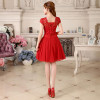 AnXin SH Red lace Bridesmaid Dress spring and summer red long bride Bridesmaid Dresses red double-shoulder Bridesmaid Dresses