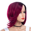 Purple Plum Wigs With Dark Rooted Synthetic Hair Medium Bob Wigs For Black Women