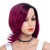 Purple Plum Wigs With Dark Rooted Synthetic Hair Medium Bob Wigs For Black Women