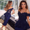 ANTI Navy Blue Elegant Cocktail Dresses Appliques Robe De Vestidos De Coctel Evening Party Gowns For Graduation Sweet 16 Years