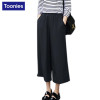 High Waist Wide Leg Pants for Women Loose Straight Plus Size S-2XL Elastic Waisted Casual Ankle-length Chiffon Trousers Female High Waist Wide Leg Pants for Women Loose Straight Plus Size S-2XL Elastic Waisted Casual Ankle-length Chiffon Trousers Female