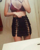 High Waist Slim Pencil Mini Lace UP Skirt Fashion Ladies Bandage Black Fashion Womens PU Leather Skirt