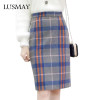 High Waist Pencil Skirt Women Autumn 2017 New Arrival Casual Plaid Midi Skirt Wool Warm Korean Fashion Clothing Skirts Womens