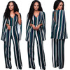 High Waist Elegant Office Jumpsuits 2017 Sleeveless Backless Shawl Playsuits Bodysuit Women V-Neck Striped Autumn Winter Rompers
