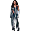 High Waist Elegant Office Jumpsuits 2017 Sleeveless Backless Shawl Playsuits Bodysuit Women V-Neck Striped Autumn Winter Rompers