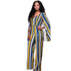High Waist Elegant Office Jumpsuits 2017 Sleeveless Backless Shawl Playsuits Bodysuit Women V-Neck Striped Autumn Winter Rompers