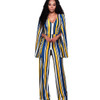 High Waist Elegant Office Jumpsuits 2017 Sleeveless Backless Shawl Playsuits Bodysuit Women V-Neck Striped Autumn Winter Rompers
