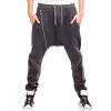 High Streetwear Mens Side Zipper Harem Pants 2016 Jamickiki Brand Homme Leather Patchwork Design Low-crotch Trousers Top Quality