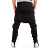 High Streetwear Mens Side Zipper Harem Pants 2016 Jamickiki Brand Homme Leather Patchwork Design Low-crotch Trousers Top Quality