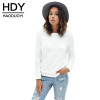 HDY Haoduoyi Solid Color Fashion Sweatshirts Women Long Sleeve Crew Neck Pullover Tops Loose Lace Slim Casual Sweatshirts