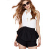 HDY Haoduoyi Solid Black Fashion Shorts Women High Waist Loose Female Bodycon Shorts Casual Pleated Slim Zippers Shorts