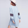HDY Haoduoyi Long Sleeve Women Straight Dress O Neck Embroidery Knee-Length Dress For Female Zipper Back Casual Female Dress