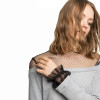 HDY Haoduoyi Fashion Women Sexy Sweet Sweatshirts Mesh Semi Sheer Patchwork Long Sleeve Female Lace Hoodies Casual Lady Pullover