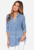 HDY Haoduoyi Fashion casual blue plaid women Blouse loose long shirt for wholesale and free shipping Women Tops Female