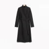 HDY Haoduoyi Fashion Drawstring Coats Women Long Sleeve Female Longline Outwear Street Solid Black Casual Trench Coats