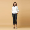 HDY Haoduoyi Fashion Blouse Women Ruffle Hem Chiffon Shirt Turn-Down Collar Long Sleeve Tops Vintage Elegant  Slim Shirt