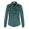 HDY Haoduoyi Chic Female Tops Shirt Suede Blouses Pockets Drawstring Women Shirts Vintage Slim Preppy Basic Blouse Shirt
