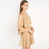 HDY Haoduoyi 2017 Fashion Pleated Mini Dress Women Batwing Sleeve Female A-line Dress Brief Style Solid O-neck Bodycon Dress