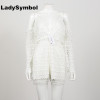 LadySymbol Off Shoulder Lace Summer Jumpsuit Romper Women V Neck Howllow Out Long Sleeve Backless White Playsuit Elegant Overall