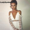LadySymbol Off Shoulder Lace Summer Jumpsuit Romper Women V Neck Howllow Out Long Sleeve Backless White Playsuit Elegant Overall