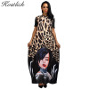 Kostlich Women Dress O-Neck Leopard Beauty Print Dress Women Maxi Long Dresses Plus Size Loose Casual Womens Clothing Sundress Kostlich Women Dress O-Neck Leopard Beauty Print Dress Women Maxi Long Dresses Plus Size Loose Casual Womens Clothing Sundress