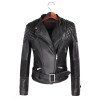 Leather Jackets Women 2017 Spring Autumn Rivet Zipper Motorcycle Faux Leather Coat Female Paragraph Lapel Jacket Coat