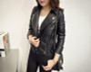 Leather Jackets Women 2017 Fashion Rivet Zipper Soft Motorcycle Faux Leather Coat Female Paragraph Lapel PU Jacket