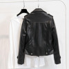 Leather Jackets Women 2017 Fashion Rivet Zipper Soft Motorcycle Faux Leather Coat Female Paragraph Lapel PU Jacket