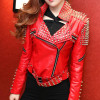 Leather Jacket Women Punk Rivets Studded Motorcycle Leather Spiked Leather Jackets 2017 Spring Classic Heavy Metal Rivets