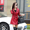 Leather Coats Women Long with Belt  Leather Jacket Turn-Down Collar Jaqueta Couro Jaqueta De Couro Feminina CJJ0018