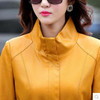Leather Coats Women Long with Belt  Leather Jacket Turn-Down Collar Jaqueta Couro Jaqueta De Couro Feminina CJJ0018