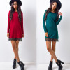 LDZHPS 2017 Autumn Women's Fashion Black Lace Patchwork dress Casual Sweet O-neck Long Sleeve Slim dress Elegant Mini Vestidos