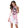 LBQH New ladies fashion sexy summer sleeveless hanging neck brand dress high quality printing chiffon inside ladies dress
