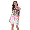 LBQH New ladies fashion sexy summer sleeveless hanging neck brand dress high quality printing chiffon inside ladies dress