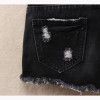 LAUWOO Women Holes Rivet Denim Shorts Dark Solid Shorts Black Jean ripped Low waist Shorts Without Belt LAUWOO Women Holes Rivet Denim Shorts Dark Solid Shorts Black Jean ripped Low waist Shorts Without Belt