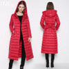 Duck Down Jacket Women Double-breasted Padded Coat Longer Plus Size Thin Slim Down Female Hooded Over Knee Jacket Down JacketXXL