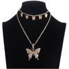 Layered Butterfly Necklace Chain Set Luxury Rhinestones Choker/Necklace