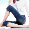 2017 3/4 Women's Skinny Jeans Summer Knee Length Blue Stretch Denim Trousers & Capris Women Plus Size Shorts Pencil Pants Female