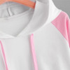 2017 # Long Sleeve Patchwork Casual Sweatshirts Hoodies Women Short Clothing Length Hooded Autumn Women Sweatshirt
